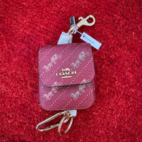 Coach Accessories - Coach Burgundy AirPods Case with Gold Accents